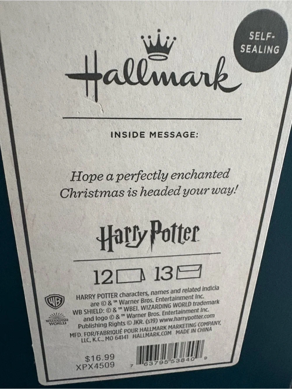 NWT-Harry Potter-factory sealed Holiday greeting cards-set of 12 with envelopes